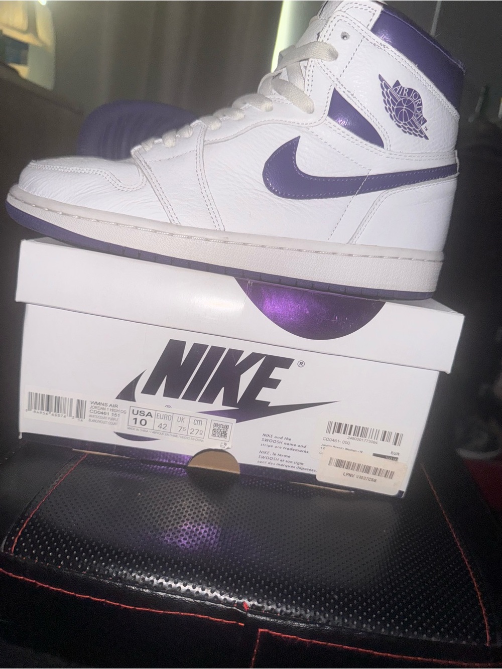 Nike Air Jordan 1 Sneakers - White & Purple - Picture 4 of 9